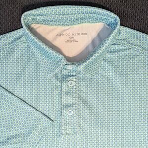 Age of Wisdom Men's Green Polo Shirt Medium Spandex Rope Graphic